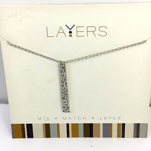 Layers Silver Bar Necklace Adjustable Length NWT